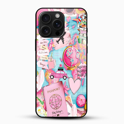 Pink Travel Diary Glass Mobile Case – Wanderlust Aesthetic Design