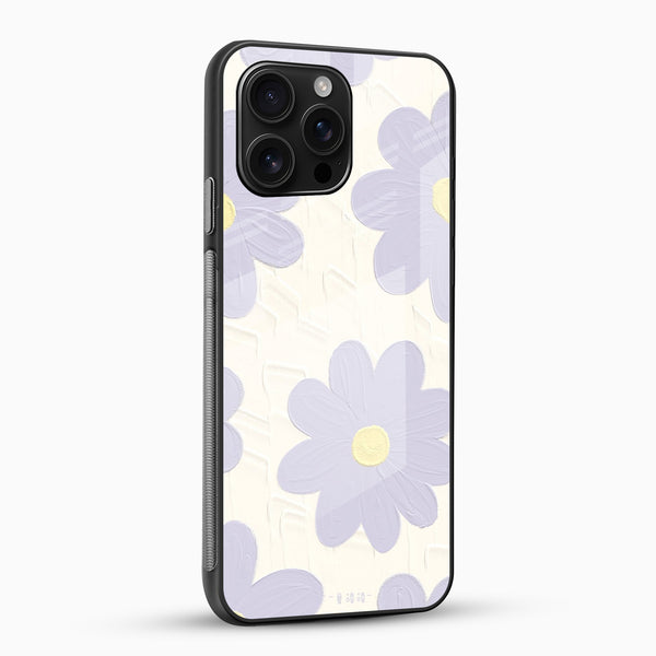 Lavender Daisy Aesthetic Glass Mobile Case – Soft Pastel Floral Design - Cover Stall