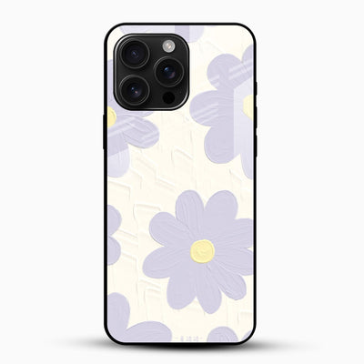 Lavender Daisy Aesthetic Glass Mobile Case – Soft Pastel Floral Design
