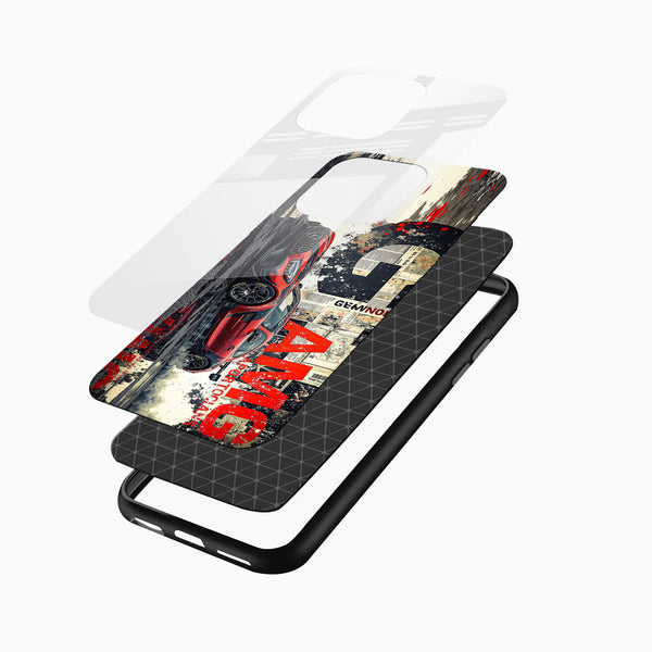 Red AMG Sports Car Glass Mobile Cover – Racing Street Design - Cover Stall