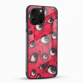 Red Evil Eyes Glass Mobile Cover – Bold Abstract Art Design