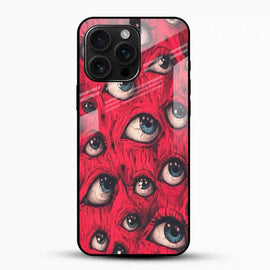 Red Evil Eyes Glass Mobile Cover – Bold Abstract Art Design