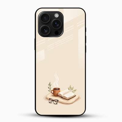 Cozy Coffee & Book Aesthetic Glass Mobile Cover