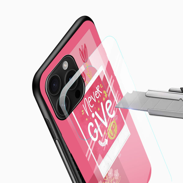 Never Give Up Glass Mobile Case - Cover Stall