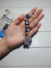 Evil Eye Peacock Beaded Keychain – Blue Nazar Protection Charm - Cover Stall