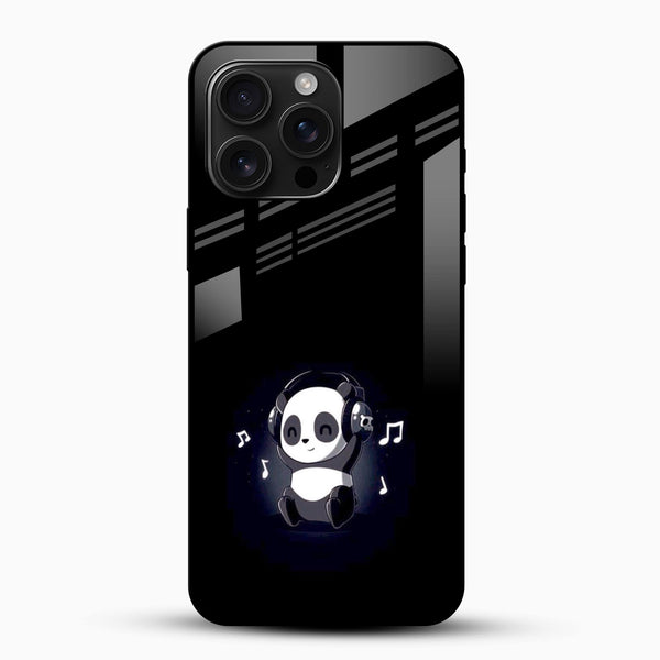 Musical Panda Glass Back Cover – Cute Anime Design - Cover Stall