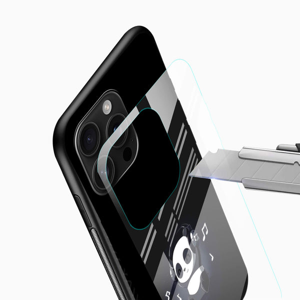 Musical Panda Glass Back Cover – Cute Anime Design - Cover Stall