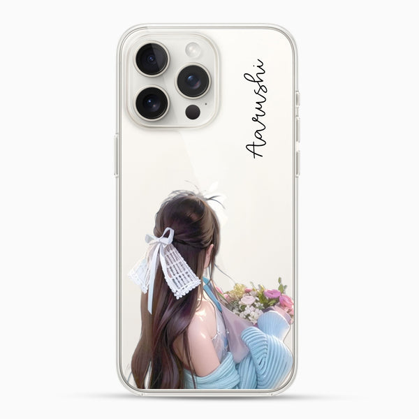 Girl with Flowers Silicon Phone Case [With Custom Name] - Cover Stall