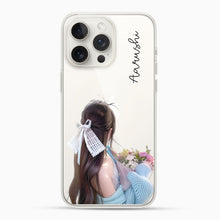 Girl with Flowers Silicon Phone Case [With Custom Name]