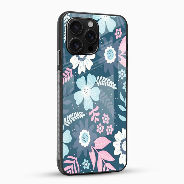 Blue Bloom Floral Glass Back Cover – Pastel Flower Design - Cover Stall