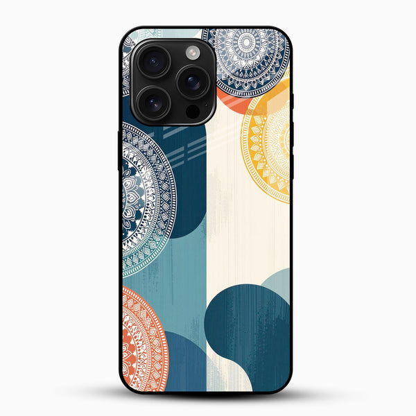 Mandala Aura Glass Mobile Cover – Abstract Indian Art Design - Cover Stall