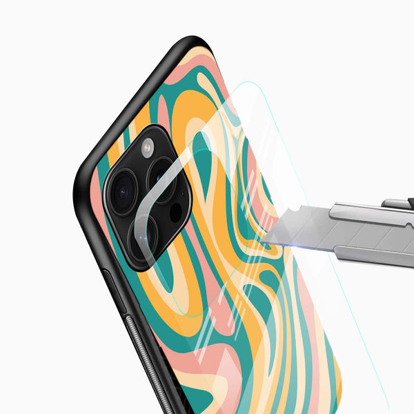 Pastel Wave Glass Mobile Cover – Abstract Flow Design - Cover Stall