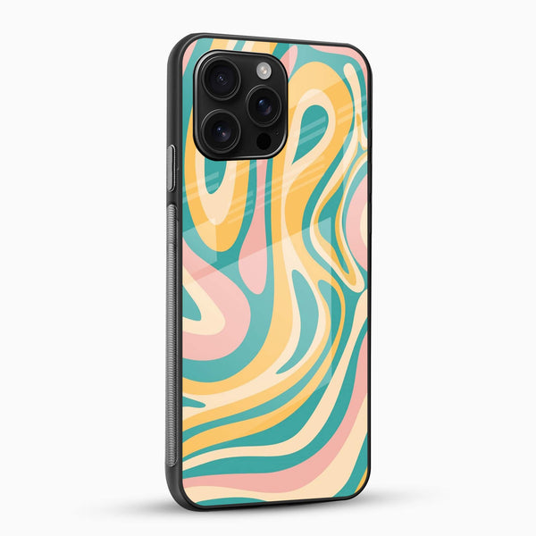 Pastel Wave Glass Mobile Cover – Abstract Flow Design - Cover Stall