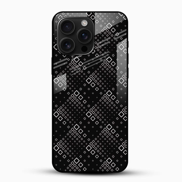 Mono Grid Glass Phone Case – Abstract Square Pattern - Cover Stall