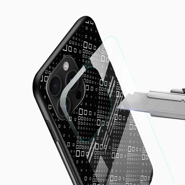 Mono Grid Glass Phone Case – Abstract Square Pattern - Cover Stall