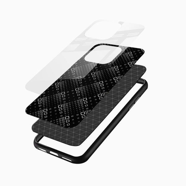 Mono Grid Glass Phone Case – Abstract Square Pattern - Cover Stall