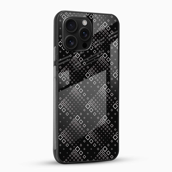 Mono Grid Glass Phone Case – Abstract Square Pattern - Cover Stall
