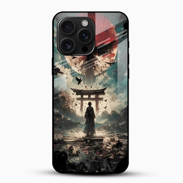 Anime Samurai Glass Mobile Case – Dark Japanese Art - Cover Stall