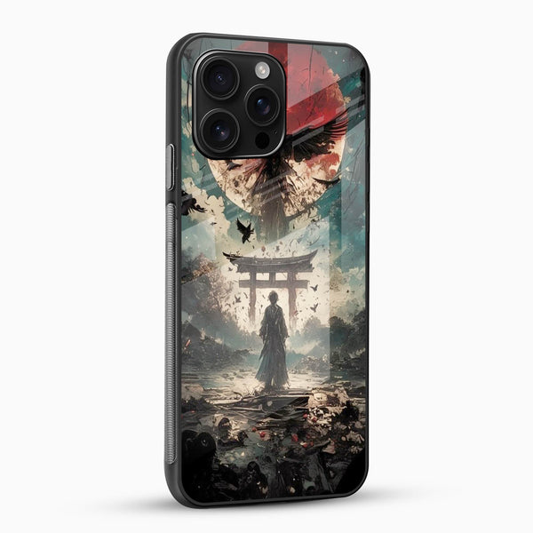 Anime Samurai Glass Mobile Case – Dark Japanese Art - Cover Stall