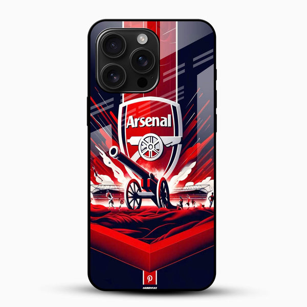 Arsenal Football Art Glass Mobile Cover – Red Cannon Stadium Design - Cover Stall