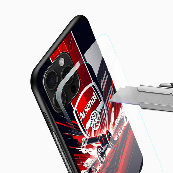 Arsenal Football Art Glass Mobile Cover – Red Cannon Stadium Design - Cover Stall