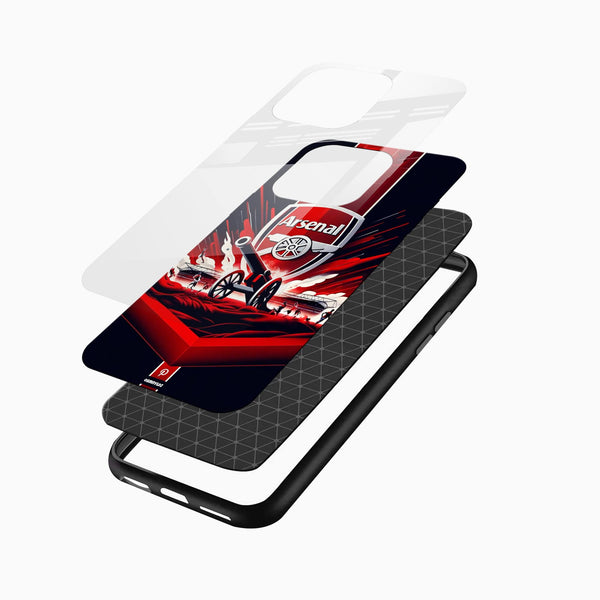 Arsenal Football Art Glass Mobile Cover – Red Cannon Stadium Design - Cover Stall
