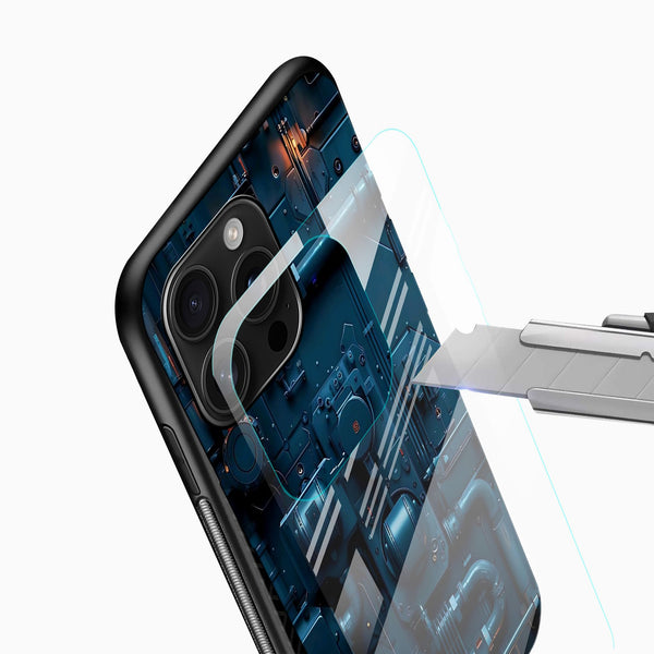 Tech Blueprint Glass Mobile Cover – Mechanical Art Designer Case - Cover Stall