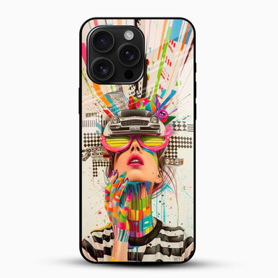 Avant-Garde Neon Art Glass Mobile Cover – Abstract Fashion Designer Case
