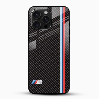 BMW M Carbon Fiber Glass Mobile Cover -Racing Stripe