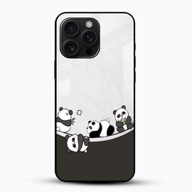 Cute Baby Pandas Glass Mobile Cover – Adorable Cartoon Panda Design