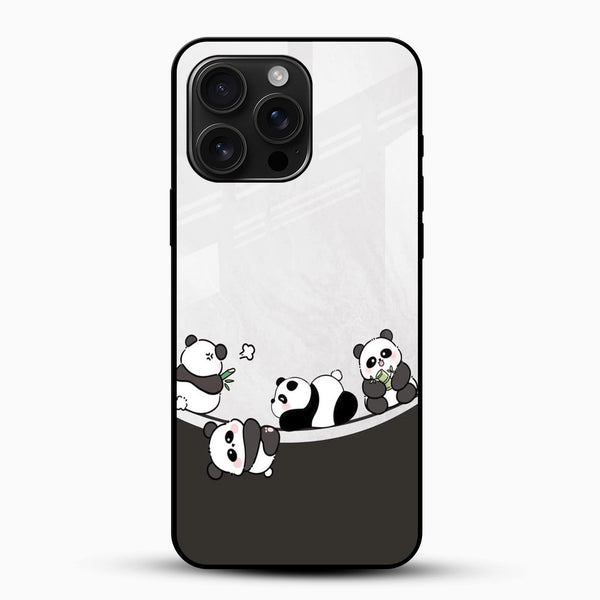 Cute Baby Pandas Glass Mobile Cover – Adorable Cartoon Panda Design - Cover Stall