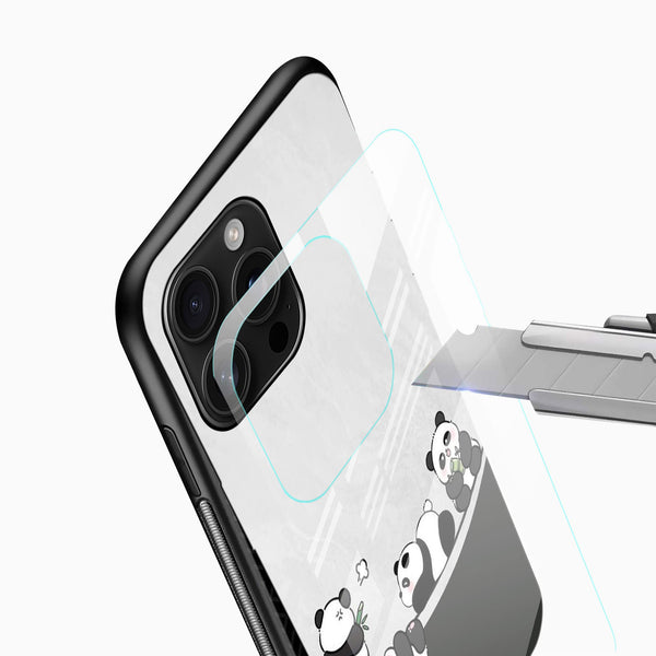 Cute Baby Pandas Glass Mobile Cover – Adorable Cartoon Panda Design - Cover Stall