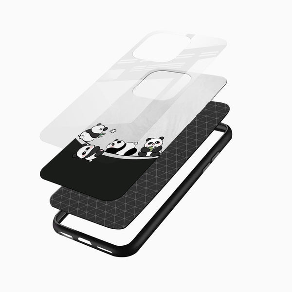 Cute Baby Pandas Glass Mobile Cover – Adorable Cartoon Panda Design - Cover Stall