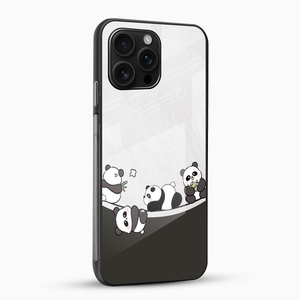 Cute Baby Pandas Glass Mobile Cover – Adorable Cartoon Panda Design - Cover Stall