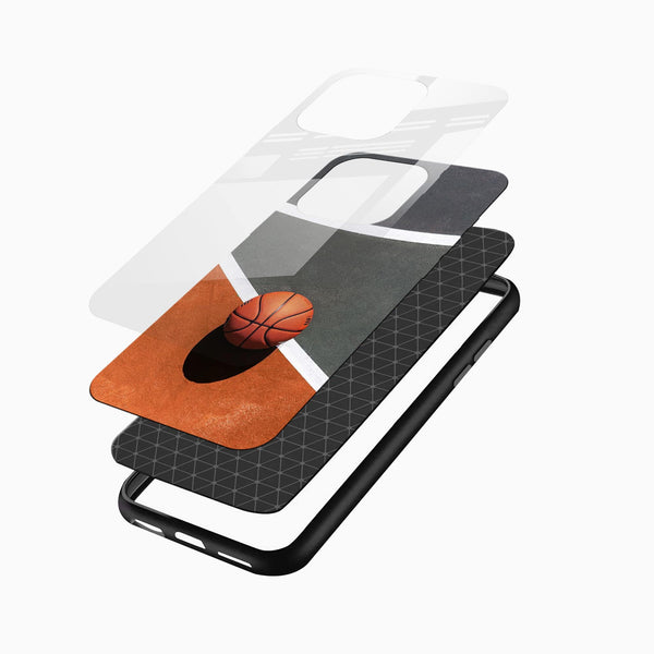 Basketball Court Art Glass Mobile Cover – Sporty Minimal Design - Cover Stall