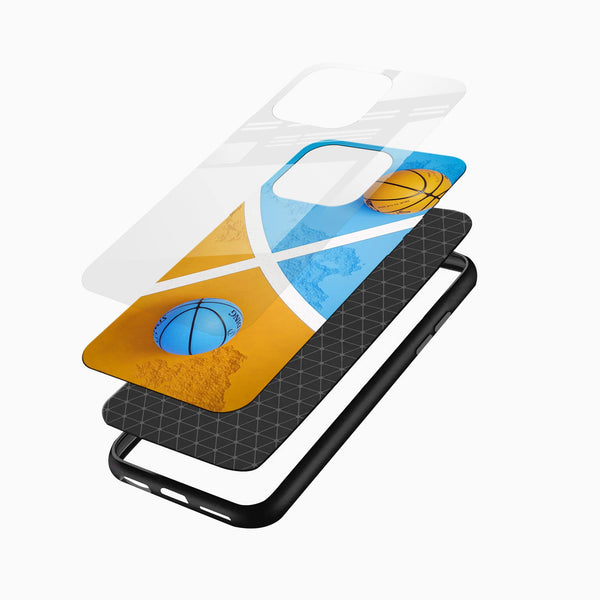 Basketball Court Glass Mobile Cover – Sporty Geometric Design - Cover Stall