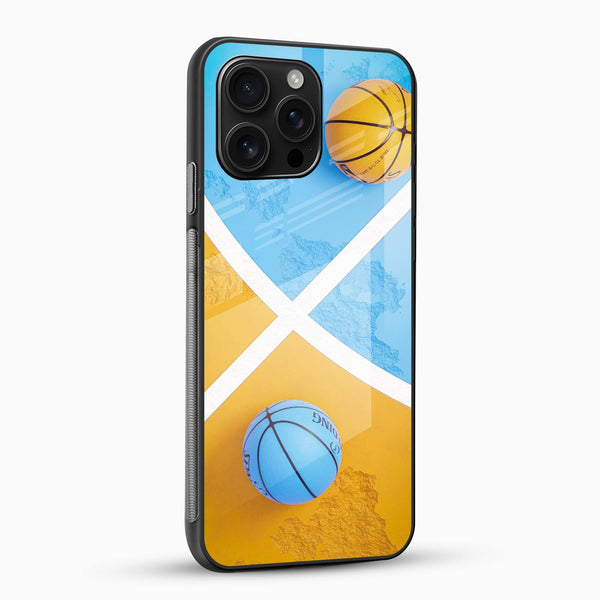 Basketball Court Glass Mobile Cover – Sporty Geometric Design - Cover Stall