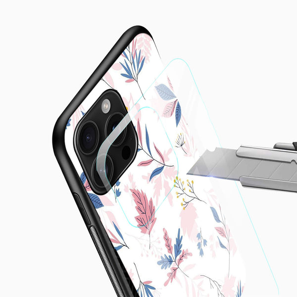 Soft Leaf Floral Glass Mobile Cover – Pastel Botanical Design - Cover Stall