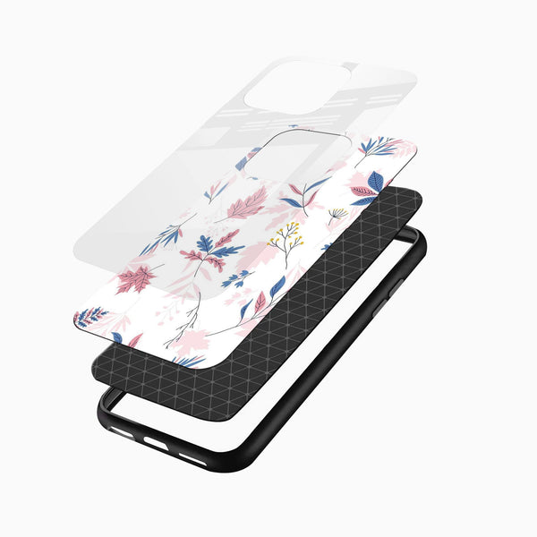 Soft Leaf Floral Glass Mobile Cover – Pastel Botanical Design - Cover Stall