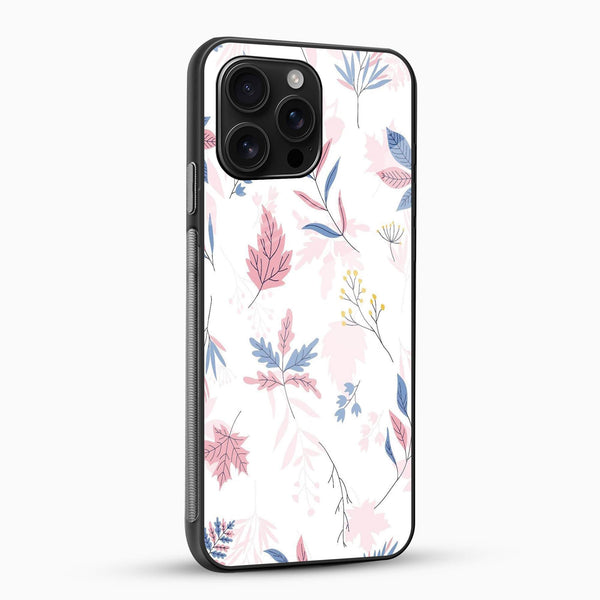 Soft Leaf Floral Glass Mobile Cover – Pastel Botanical Design - Cover Stall