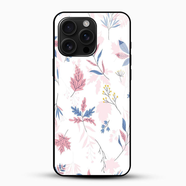 Soft Leaf Floral Glass Mobile Cover – Pastel Botanical Design - Cover Stall