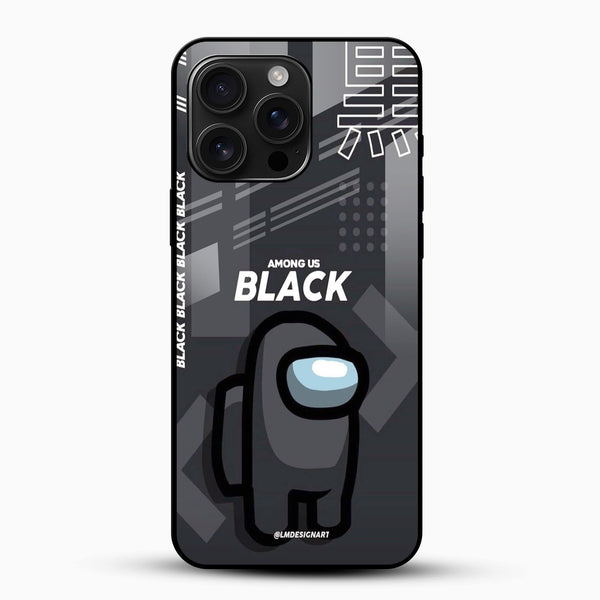 Among Us Black Character Glass Mobile Case – Gaming Aesthetic Design - Cover Stall