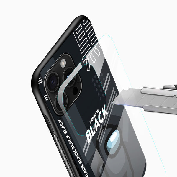 Among Us Black Character Glass Mobile Case – Gaming Aesthetic Design - Cover Stall