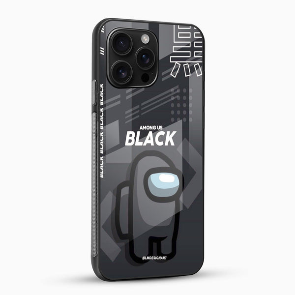Among Us Black Character Glass Mobile Case – Gaming Aesthetic Design - Cover Stall
