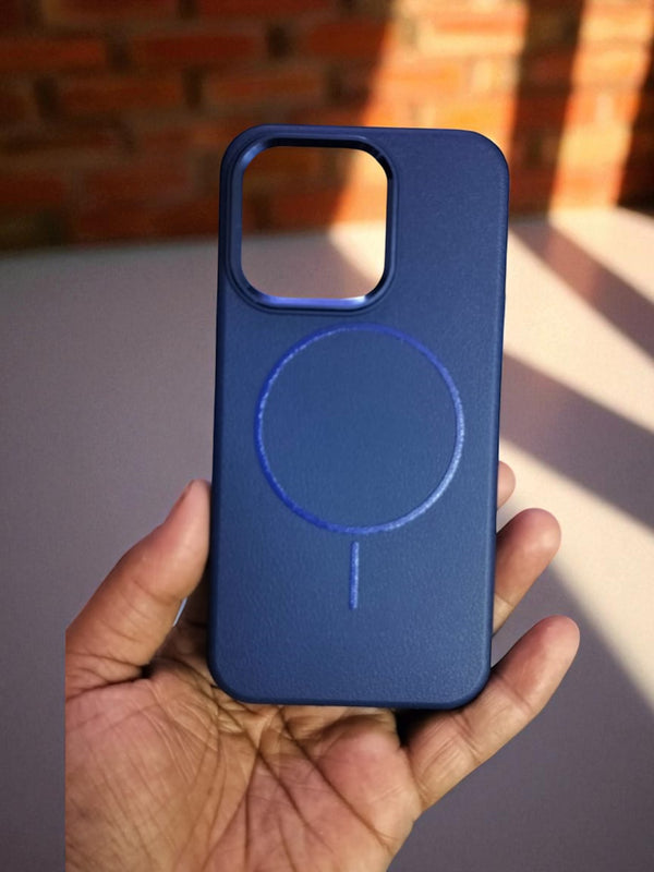 Navy Blue - Leather MagSafe Phone Case - Cover Stall