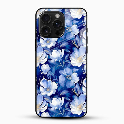 Blue Blossom Floral Glass Mobile Cover – Elegant Botanical