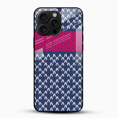 Blue Knitted Pattern Glass Mobile Cover – Aesthetic