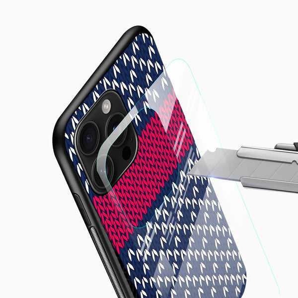 Blue Knitted Pattern Glass Case - Cover Stall