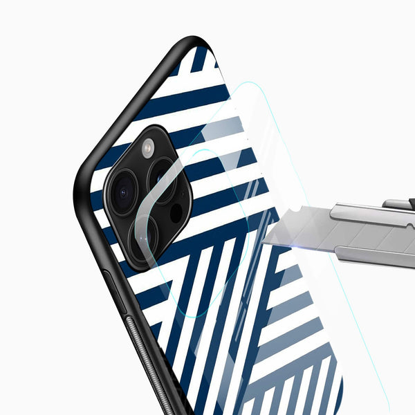 Blue White Stripe Glass Case - Cover Stall