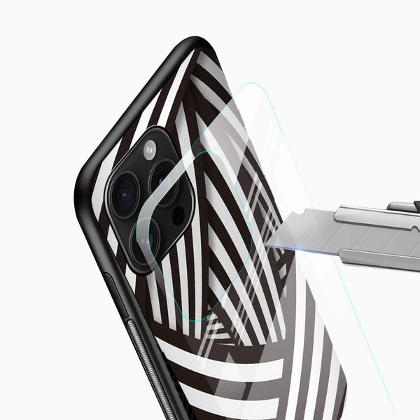 Brown Abstract Stripe Glass Mobile Cover – Geometric - Cover Stall
